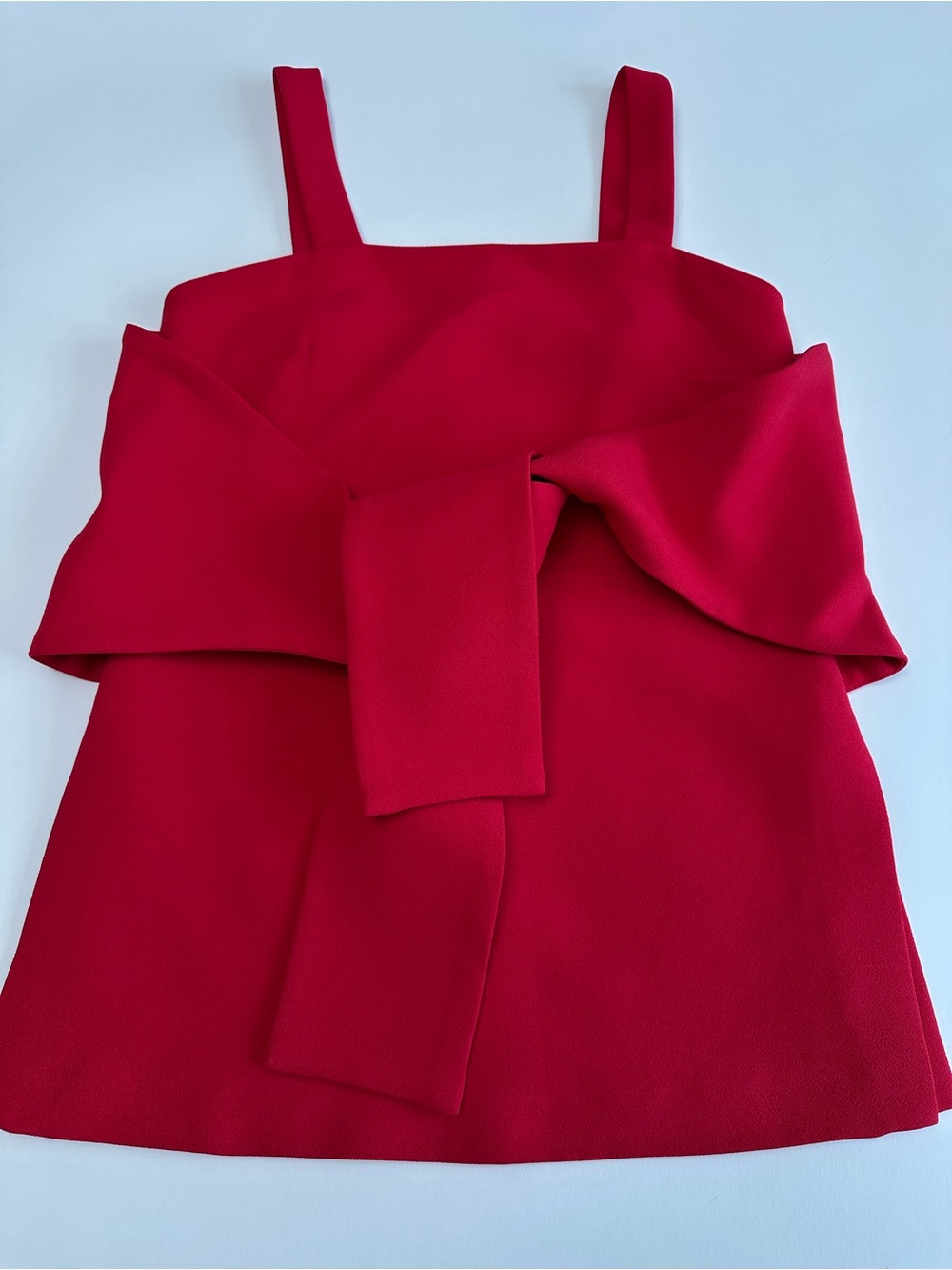 KEEPSAKE Red Square Neck Self-Tie Sash Structured Top Modern Minimalist XS